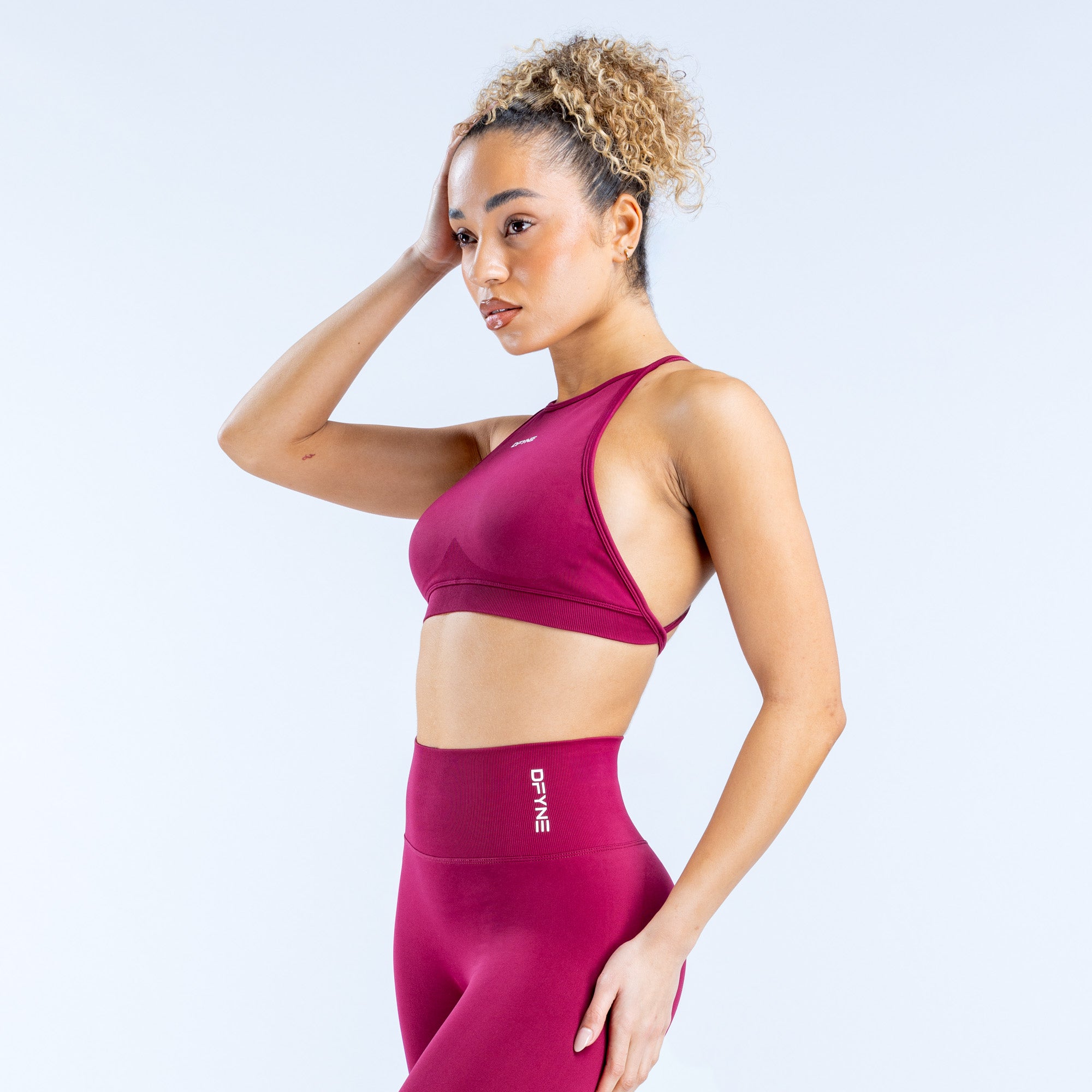 Sujetador Deportivo DFYNE Dynamic High Neck Backless Mujer Fucsia | 9265-PHMYX