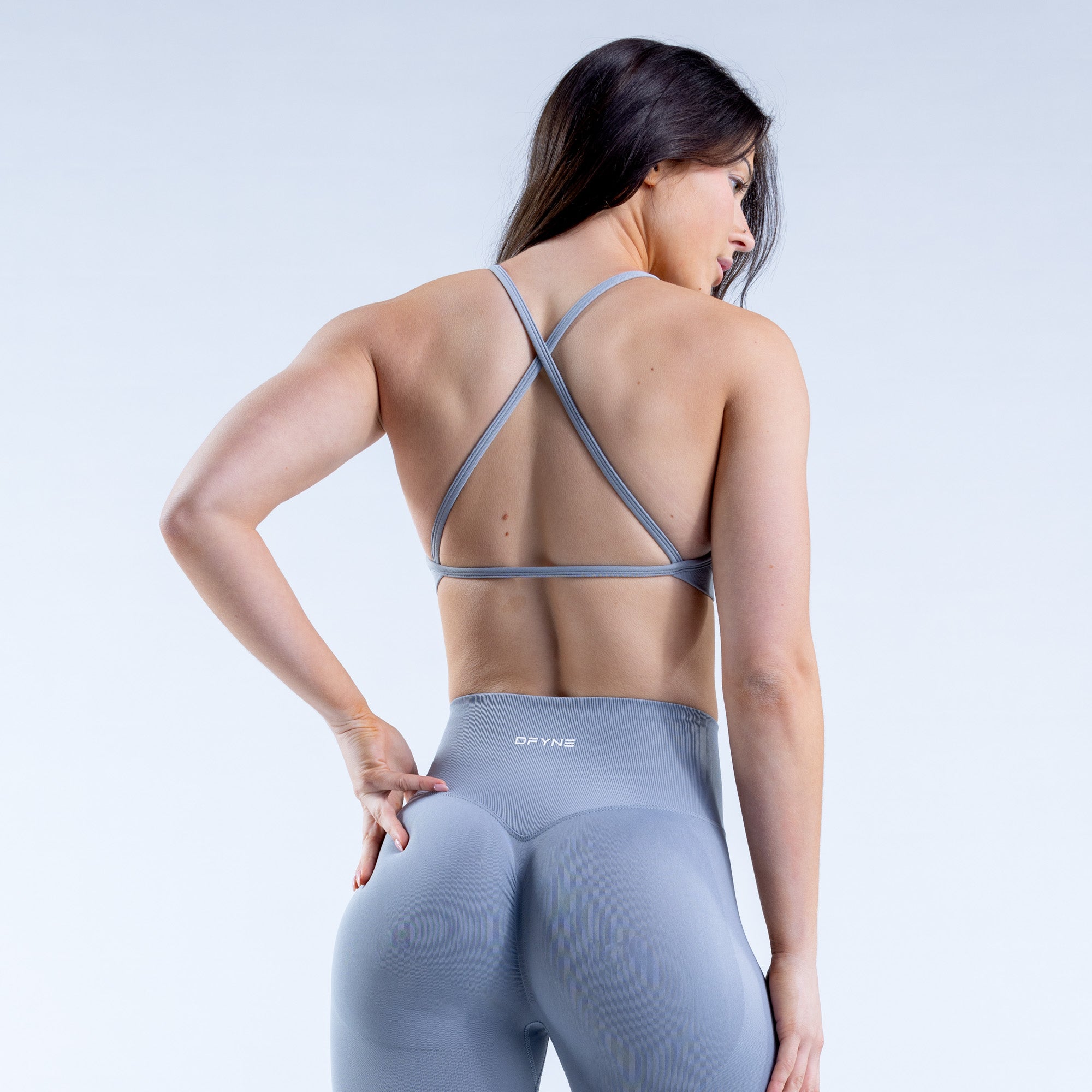 Sujetador Deportivo DFYNE Dynamic High Neck Backless Mujer Grises Claro | 0843-UTPZG