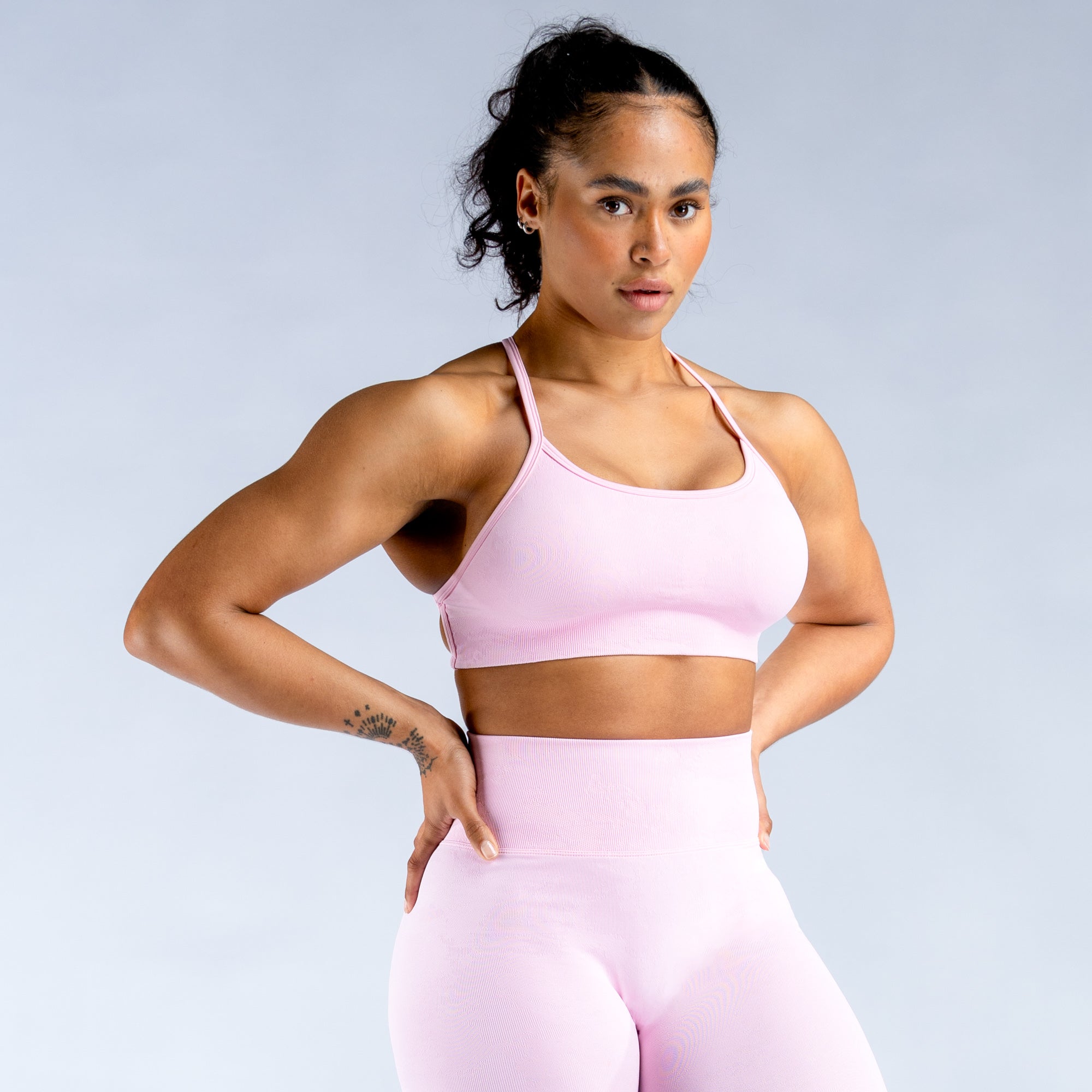 Sujetador Deportivo DFYNE Dynamic Mist Backless Mujer Rosas Claro Rosas Blancos | 2639-MCVBX