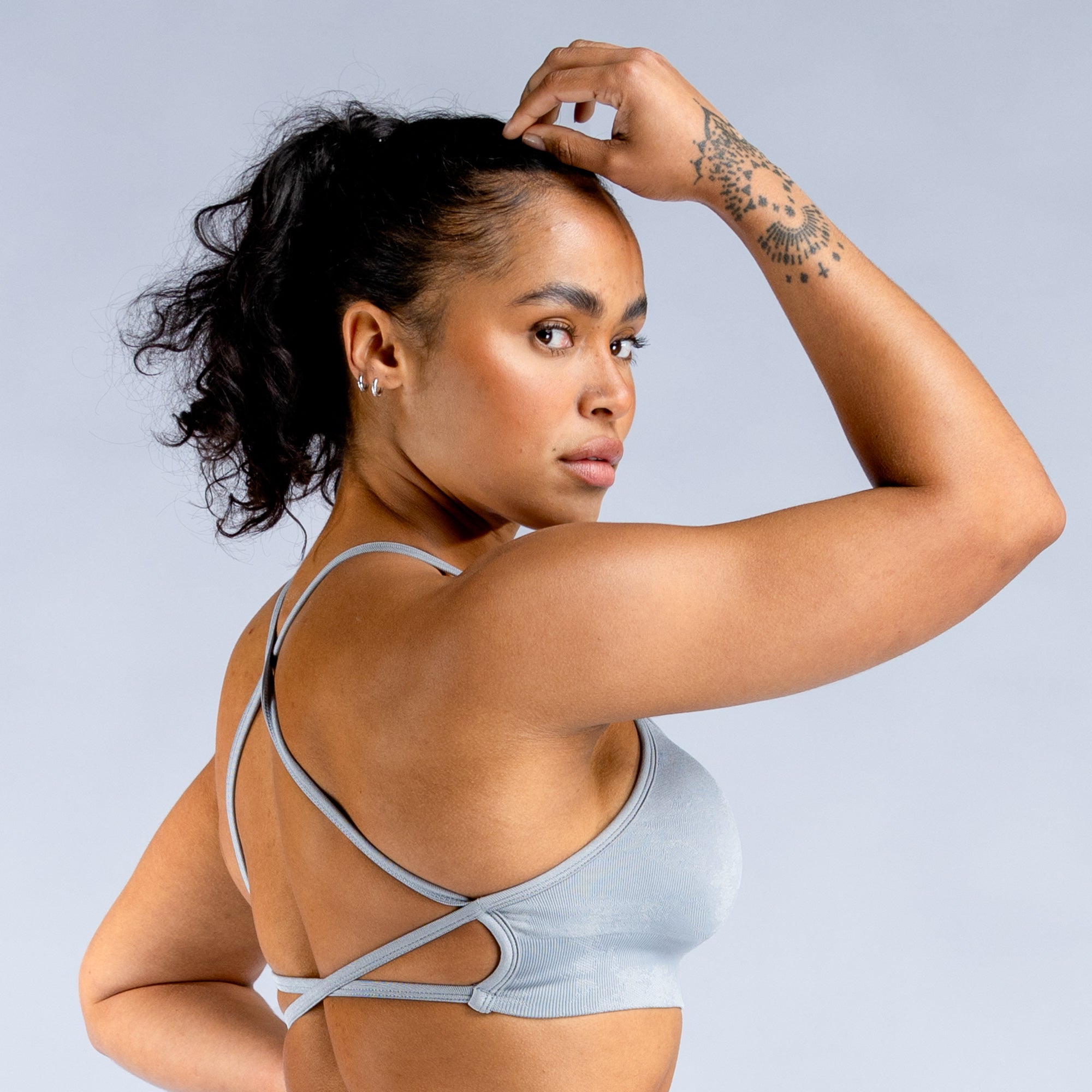 Sujetador Deportivo DFYNE Dynamic Mist Backless Mujer Grises Claro Blancos | 0256-TUPOG
