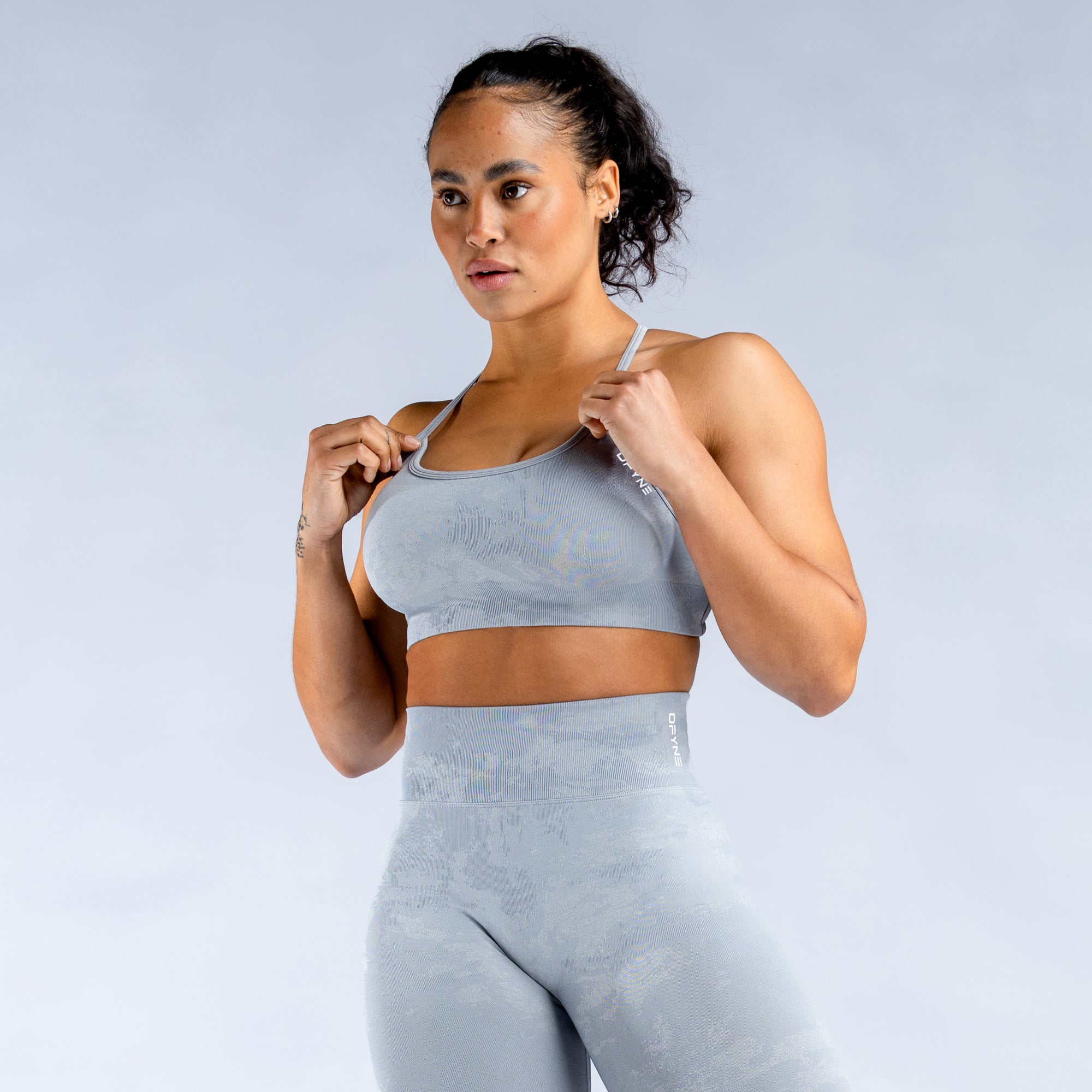 Sujetador Deportivo DFYNE Dynamic Mist Backless Mujer Grises Claro Blancos | 0256-TUPOG