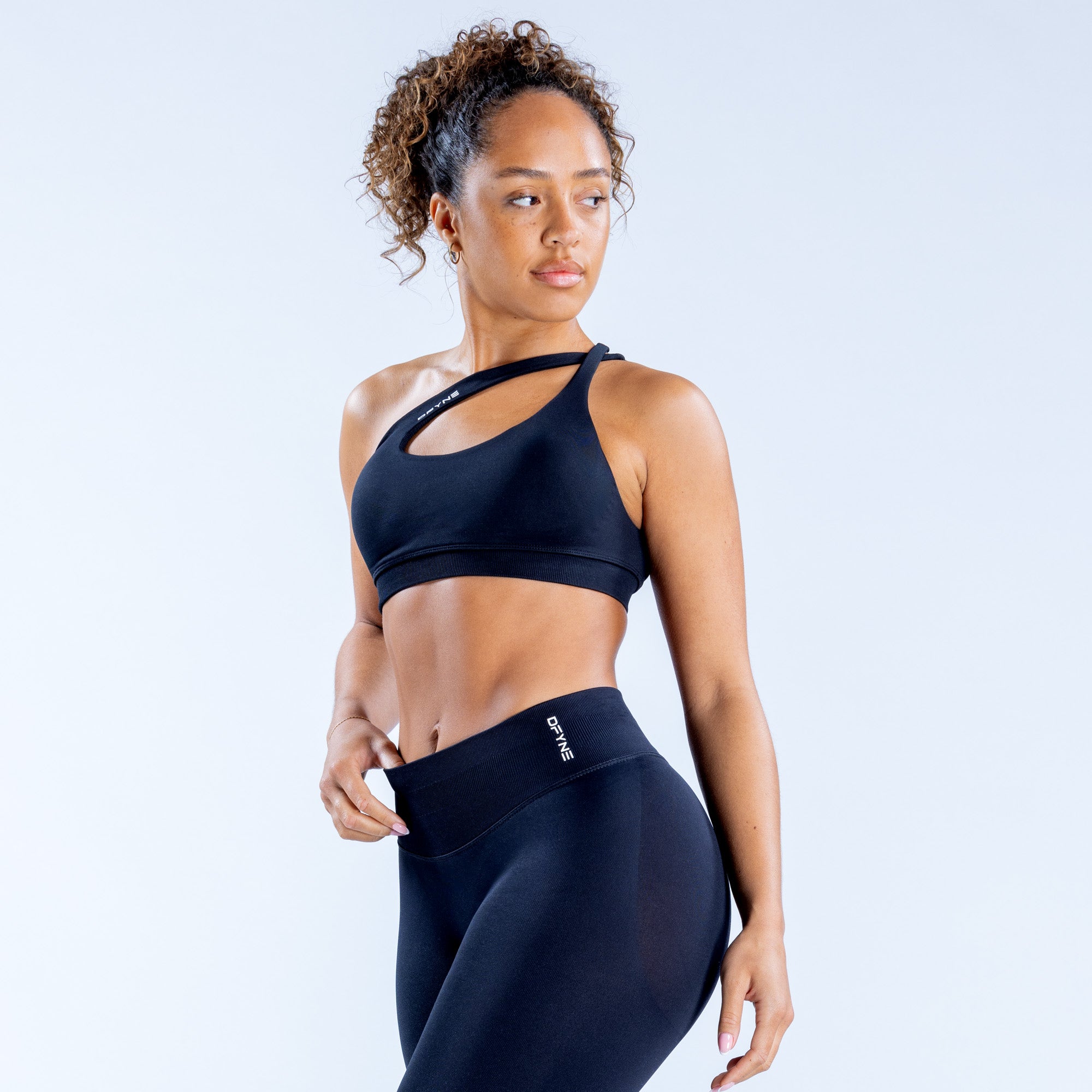 Sujetador Deportivo DFYNE Impact Asymmetric Mujer Negros | 5792-JQIFG