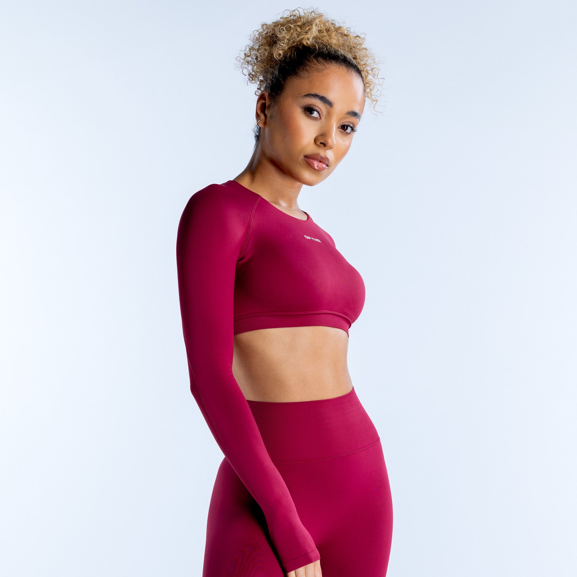 Top DFYNE Dynamic Long Sleeve Crop Mujer Fucsia | 6473-KIWPG