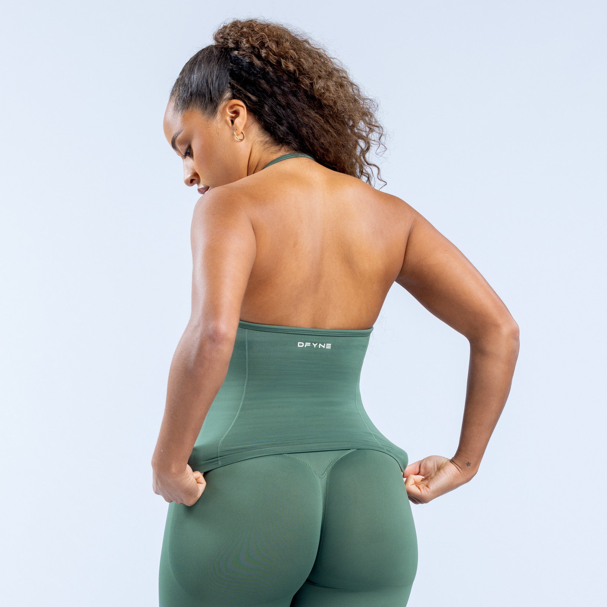 Top DFYNE Impact Longline Strappy Mujer Verdes | 2810-VLWRO