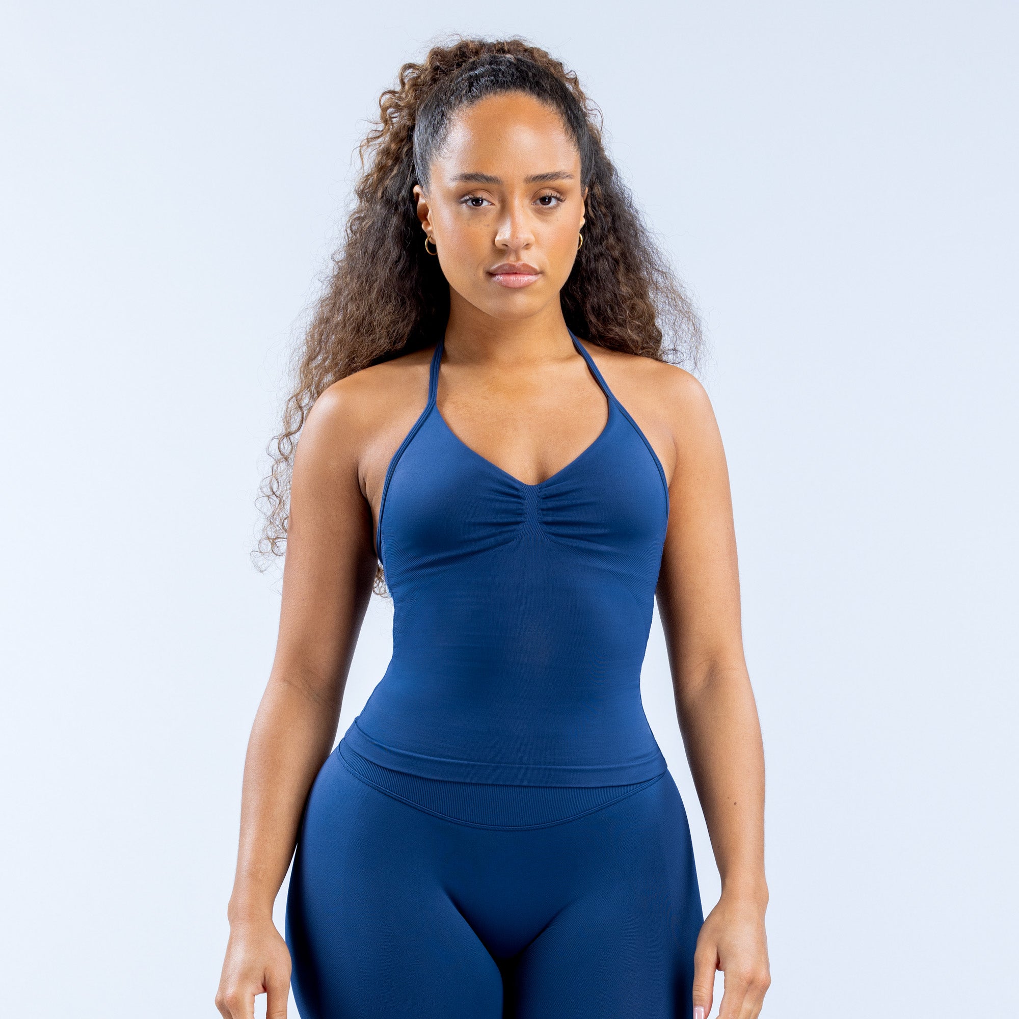 Top DFYNE Impact Longline Strappy Mujer Azul Marino | 5846-NIHEG