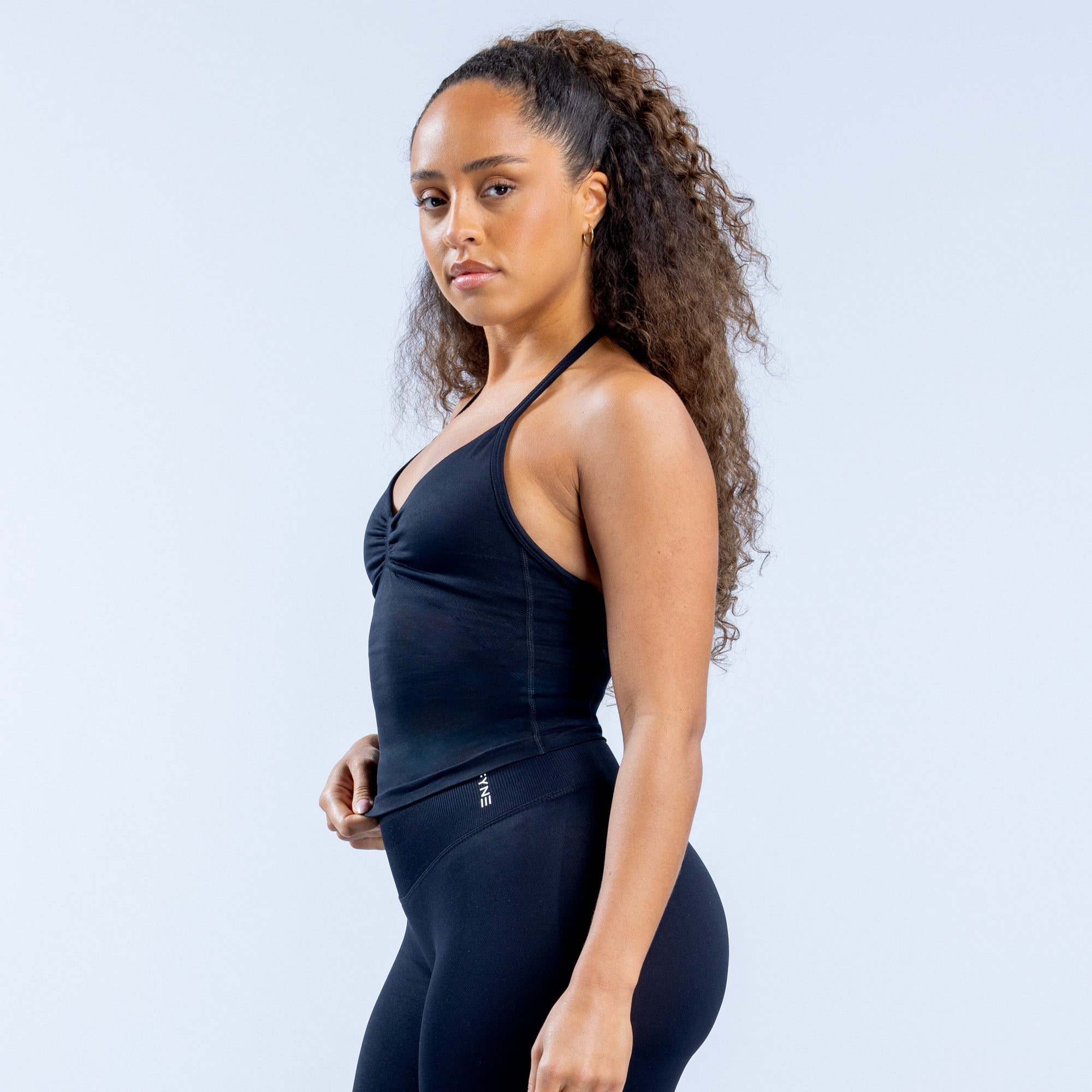 Top DFYNE Impact Longline Strappy Mujer Negros | 2794-MYEQN